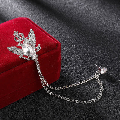 Men's Eagle King Crown Chain Brooch