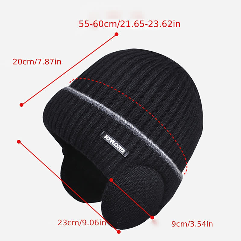 Unisex Solid Color Earflap Elastic Thickened Knit Hat