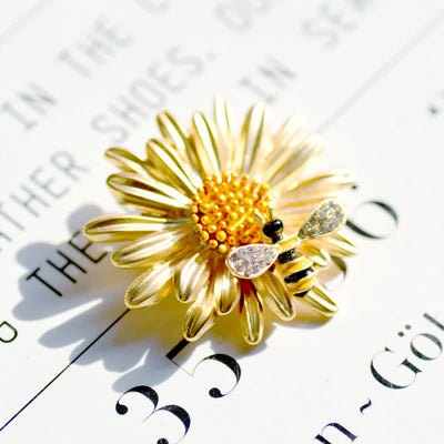 Women's Sweet Sunflower Bee Brooch