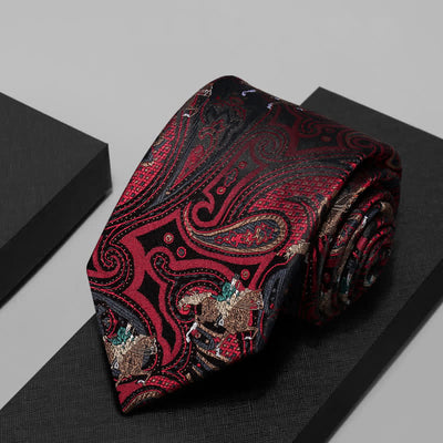 Men's Burgundy Horse Riding Paisley Necktie