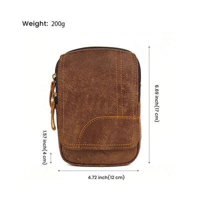 Travel Zipper Magnetic Snap Nubuck Leather Belt Bag