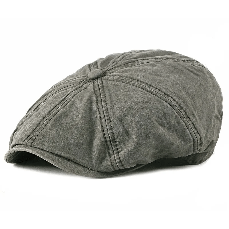 Casual Washed Aged Cotton Beret Cap
