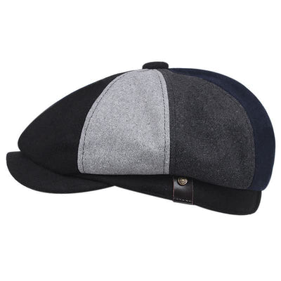 Literary Color Patchwork Color Octagonal Beret Cap