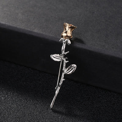 Men's Charming Rose Stem Brooch