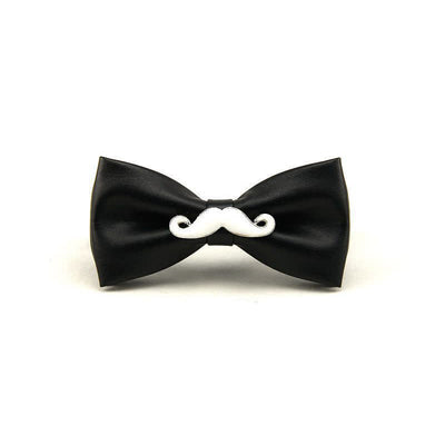 Men's Metal Mustache Leather Bow Tie