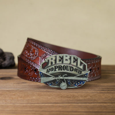 Men's DIY Western Flag Proud Buckle Leather Belt