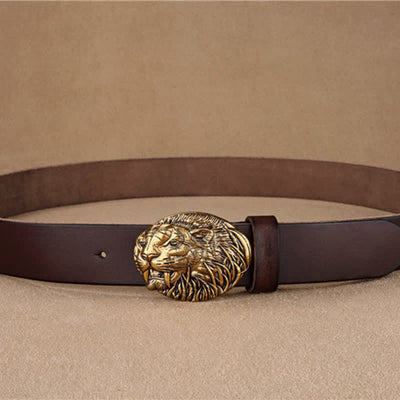 Men's Tiger Antique Plate Buckle Leather Belt