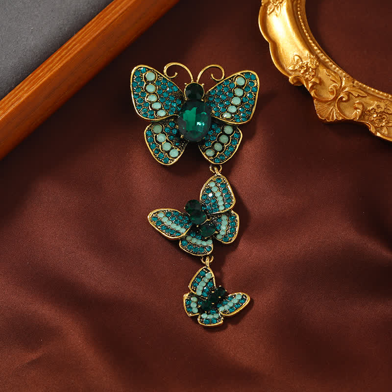 Women's Playful Triple Butterflies Brooch