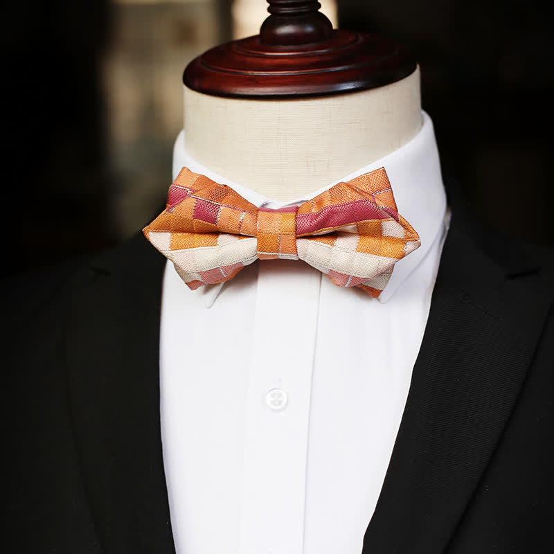 Men's Orange & Pink Sunshine Checker Bow Tie