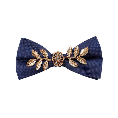 Men's Golden Leaves Flower Ornament Bow Tie