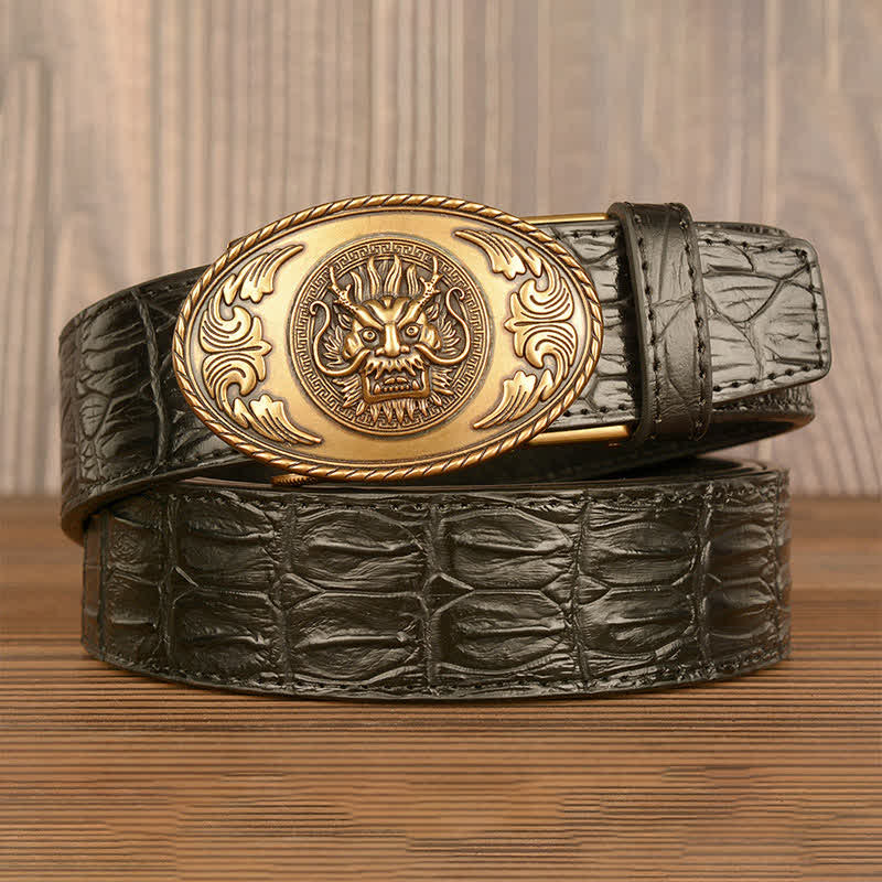 Men's Dragon Head Crocodile Pattern Leather Belt