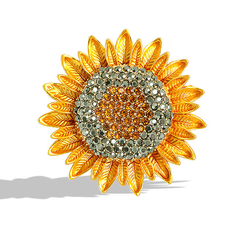 Women's Yellow Sunflower Rhinestone Brooch