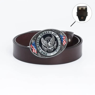 Men's Luxury Eagle American Flag Leather Belt