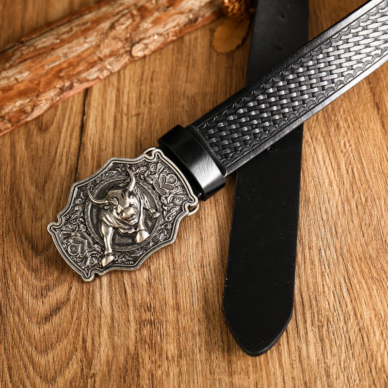 Men's Yak Matador Style Bull Buckle Leather Belt