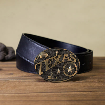 Men's DIY Texas State Heritage Attitude Buckle Leather Belt