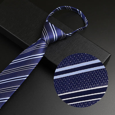 Men's Navy Blue Zipper Tie Formal Necktie