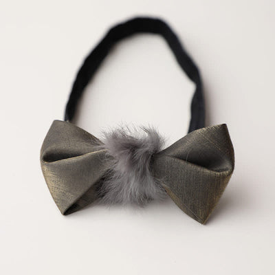 Men's Vintage Gray Soft Plush Decor Bow Tie