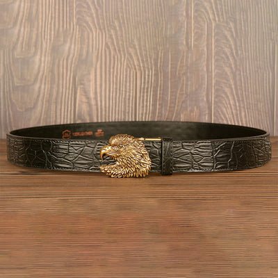Men's Eagle Head Crocodile Embossed Leather Belt