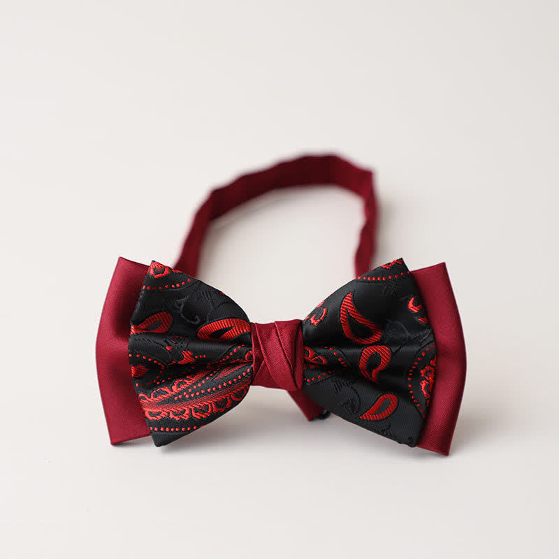 Men's Personality Paisley Double Layered Bow Tie