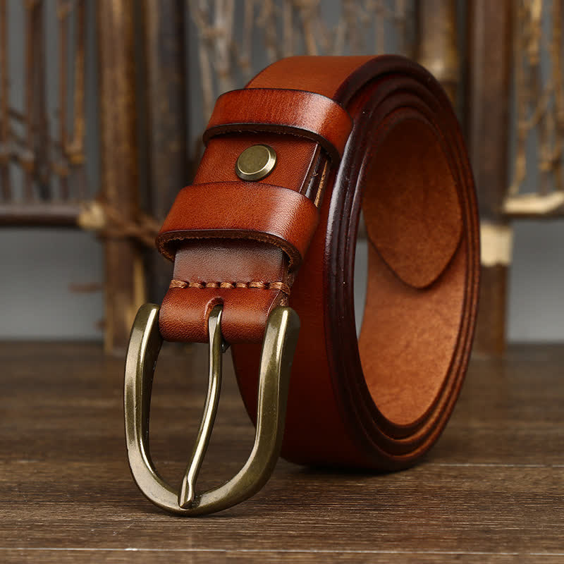 Men's Casual Smooth Glossy Leather Belt