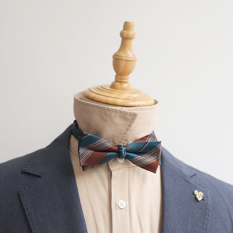 Men's Retro Striped Color Clash Bow Tie