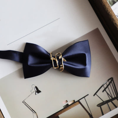 Men's Gold Vine Leaf Silky Sateen Bow Tie