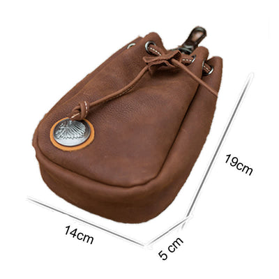 Small Wallet Coin Purse Drawstring Leather Belt Bag