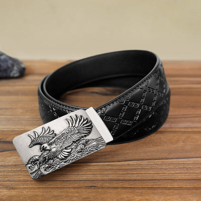 Men's DIY Eagle Spread Wings Automatic Buckle Leather Belt