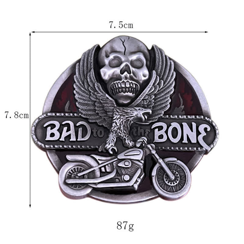 Men's DIY Eagle Skull Biker Bad To The Bone Buckle Leather Belt