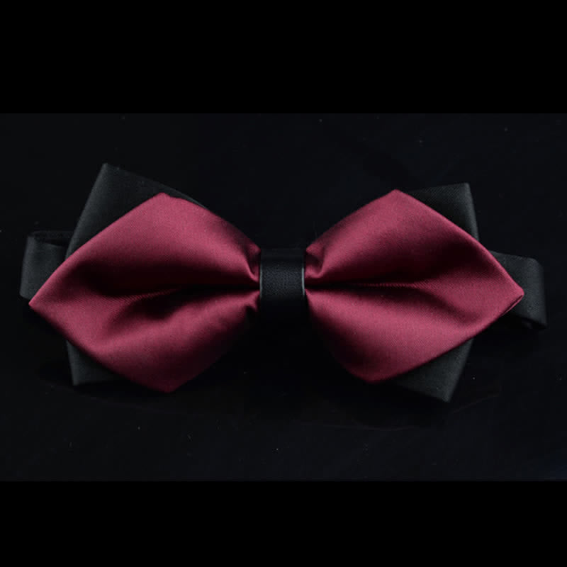 Men's Elegant Solid Burgundy Pointy Bow Tie