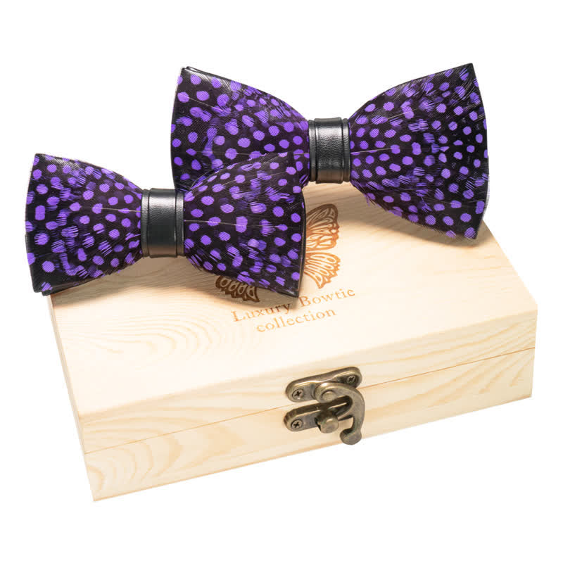 2Pcs DarkViolet Parent-Child Polka Bow Ties Set