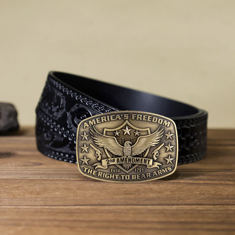 Men's DIY Eagle America's Freedom Buckle Leather Belt
