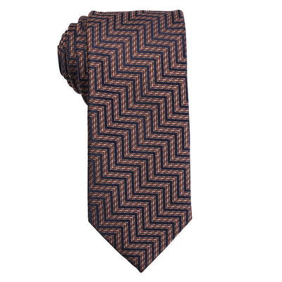 Men's Coffee Brown Series Micro Checks Necktie