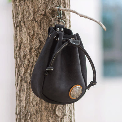 Small Wallet Coin Purse Drawstring Leather Belt Bag