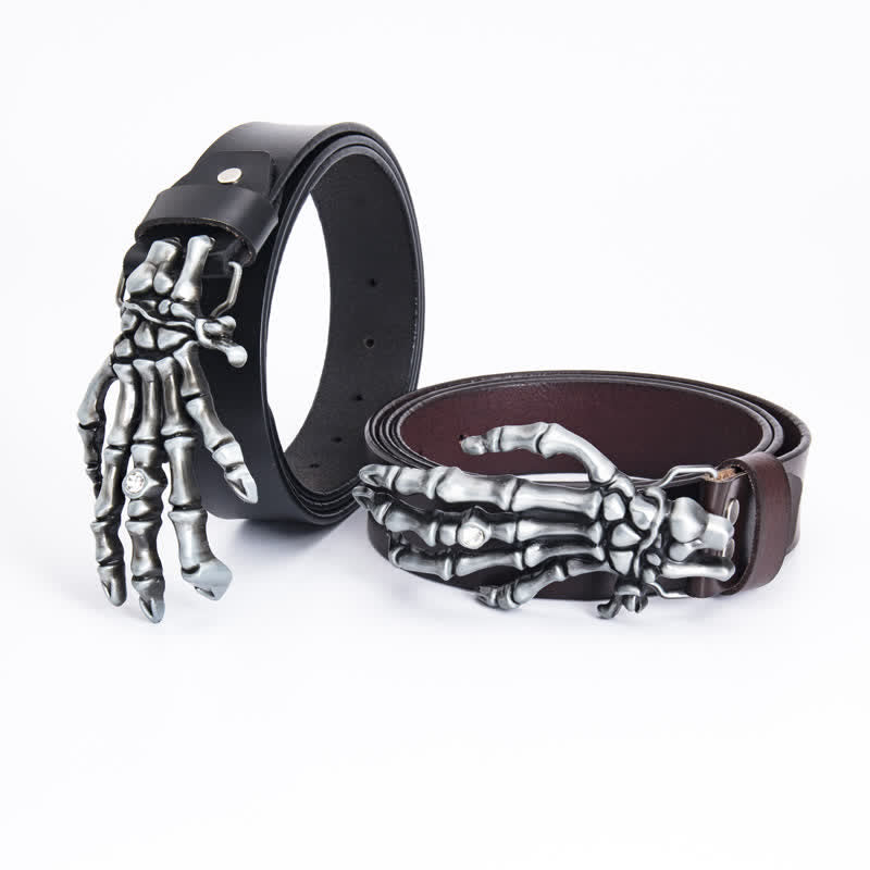 Men's Rock Punk Skeleton Hand Leather Belt