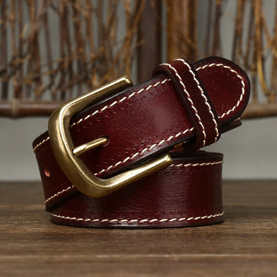 Men's Luxury Stitched Cowhide Leather Belt