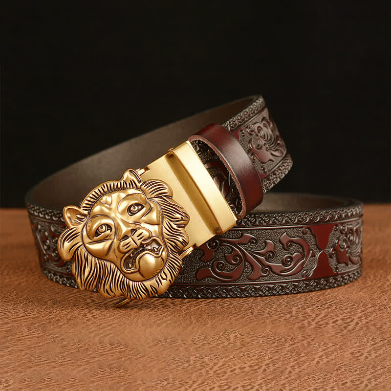 Men's 3D Sculpture Lion Head Leather Belt