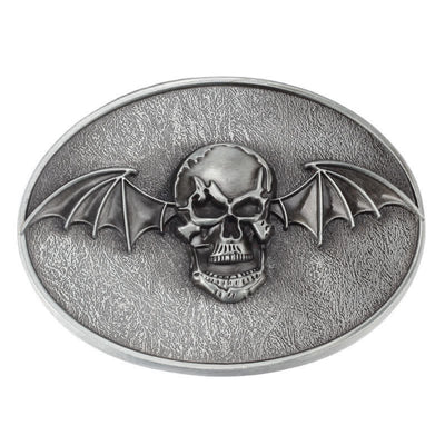 Men's DIY Punk Bat Wings Skull Buckle Leather Belt