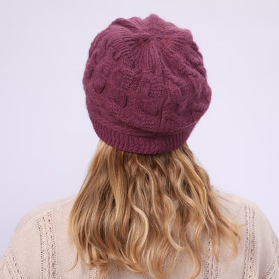 Women's Slouchy Fluffy Lining Visor Beanie Hat