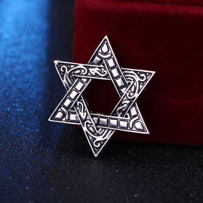 Men's Carving Star Of David Brooch