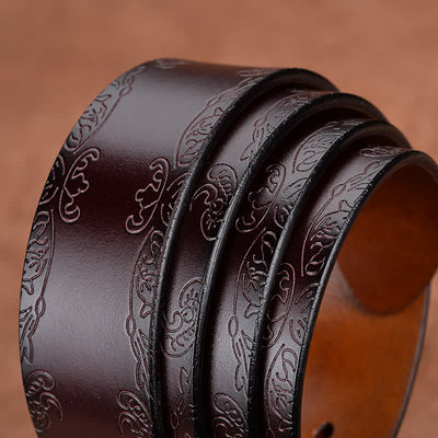 Women's Elegant Carved Flower Buckle Leather Belt