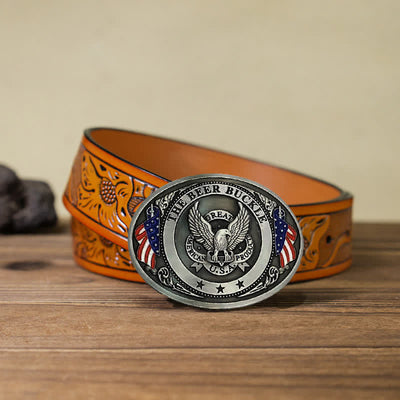 Men's DIY Eagle USA Flag Creative Beer Holder Buckle Leather Belt