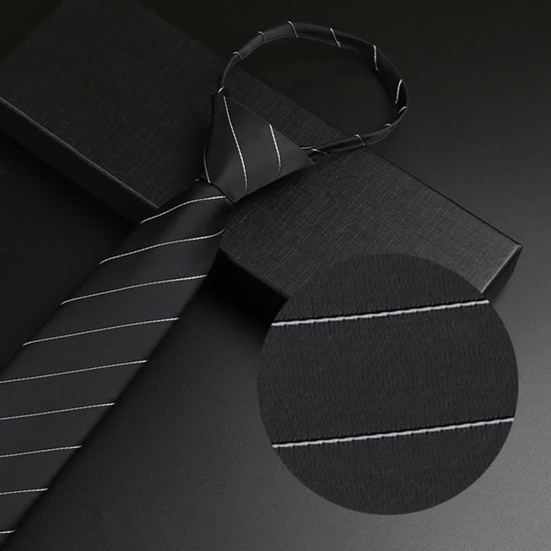 Men's Black-Gray Zipper Tie Classic Necktie