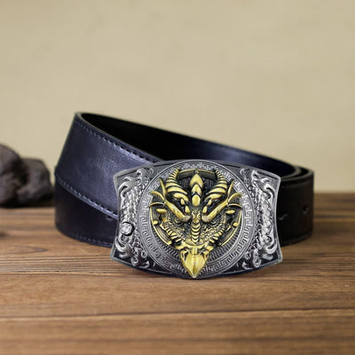 Men's DIY Sharp-billed Dragon Hidden Folding Knife Leather Belt