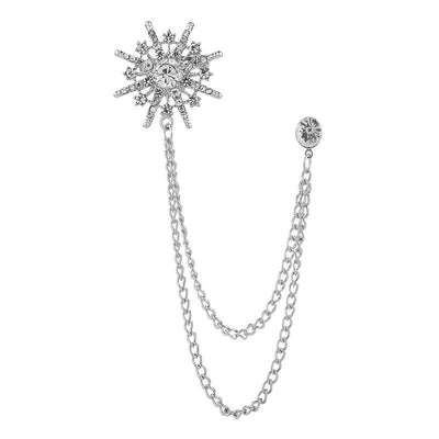 Men's Glittering Octagon Star Tassel Brooch