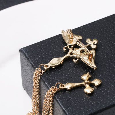 Men's Angel Wings Cross Tassel Brooch