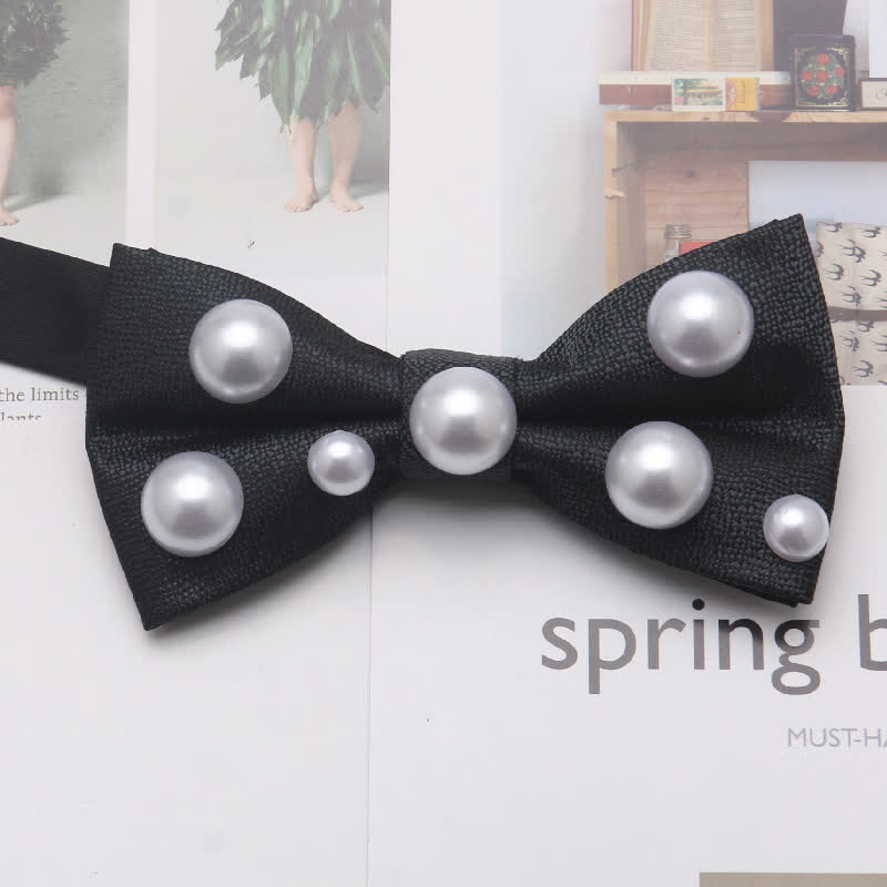 Artificial Pearls Dancing Party Bow Tie