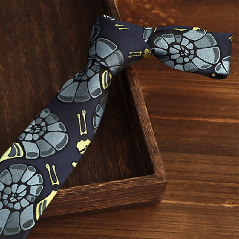 Navy & Yellow Men's Snail Floral Necktie