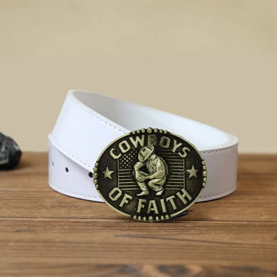 Men's DIY Cowboys Of Faith Buckle Leather Belt