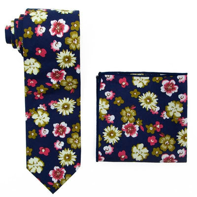 2Pcs Men's Bohemian Style Floral Necktie Set